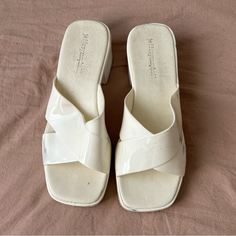 Jeffrey Campbell Cream Slide Sandals